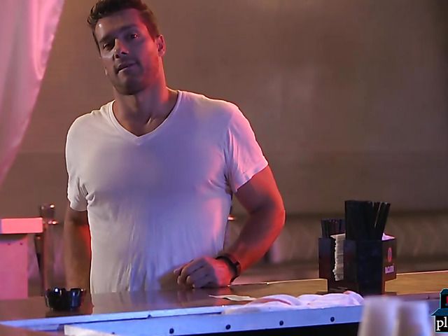 Latina bartender with big boobs fucked by a customer