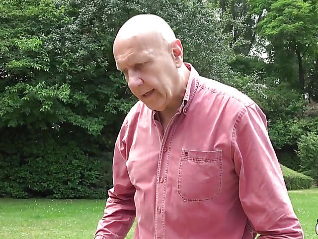 Pale teen gets banged by an older man outdoors
