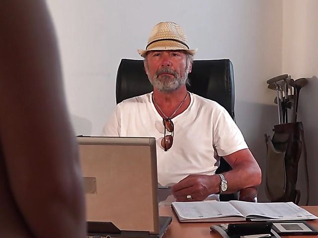 Curly blonde model gets nailed by an old man