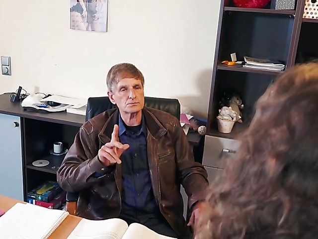 Slutty teen secretary Rebel Lynn fucks her old boss