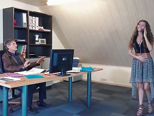 Slutty teen secretary Rebel Lynn fucks her old boss