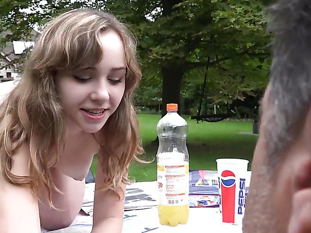 Old and young have sex in the garden