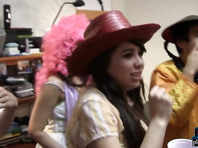 Horny college teens dorm room party and orgy fucking