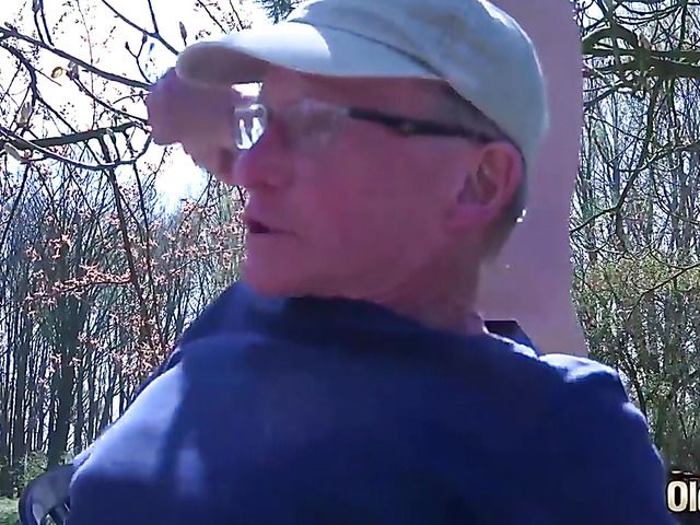 Old and young gangbang in the outdoors