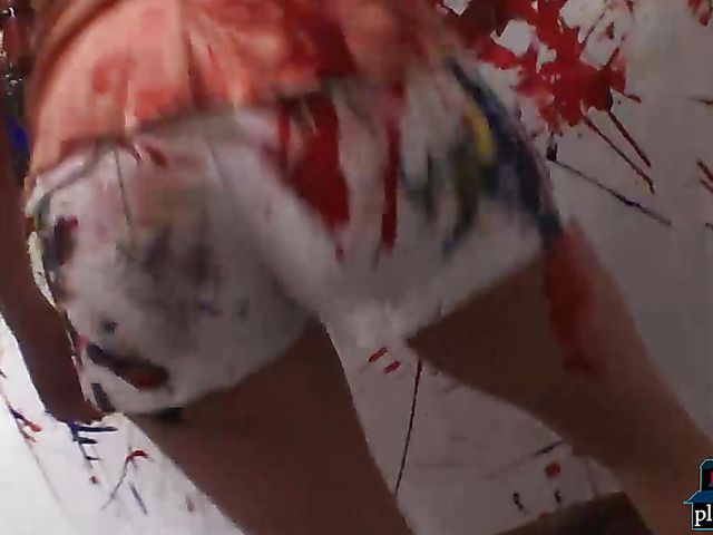 Dorm room paint party with college teens turns into orgy