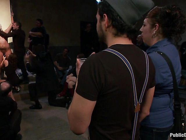 Sex slave Katie Summers fisted and analyzed in public