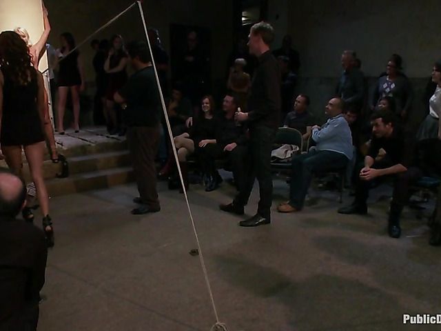 Sex slave Katie Summers fisted and analyzed in public