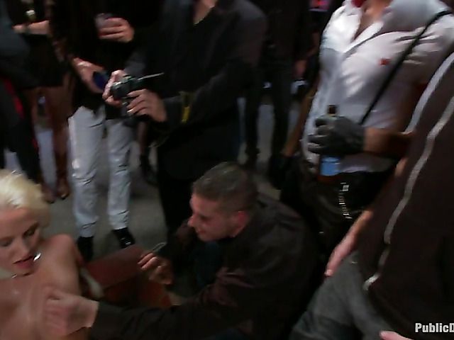 Sex slave Katie Summers fisted and analyzed in public