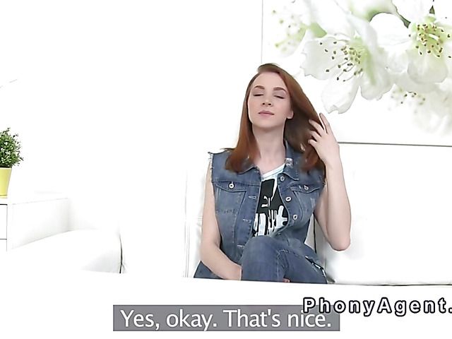 Very cute redhead blowjob on casting