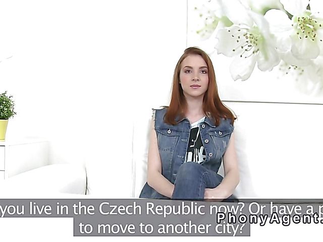 Very cute redhead blowjob on casting