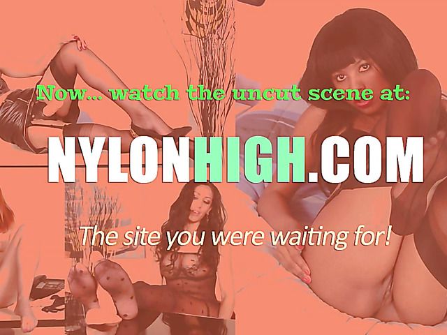 Ebony pantyhose model with big breasts posing in the shower