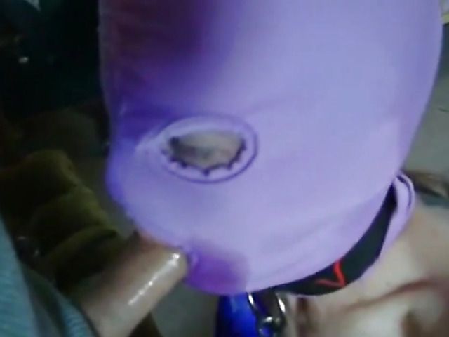 Amateur slave in mask Nancy sucks and fucks