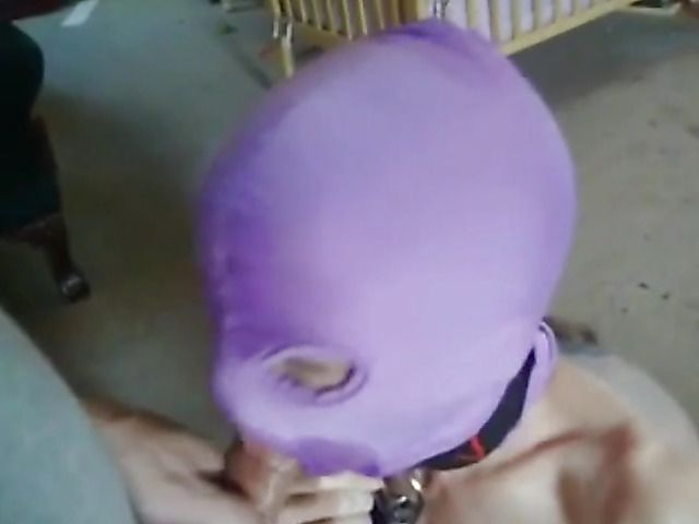Amateur slave in mask Nancy sucks and fucks