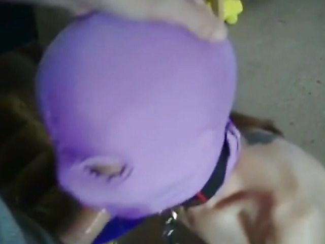 Amateur slave in mask Nancy sucks and fucks