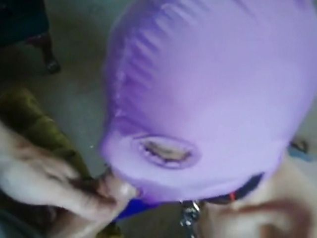 Amateur slave in mask Nancy sucks and fucks