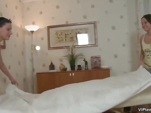 Russian lesbian teen gets dildo fucked and loves it