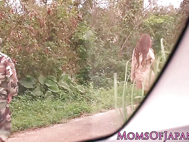 Busty Japanese mom gets boned in the open air