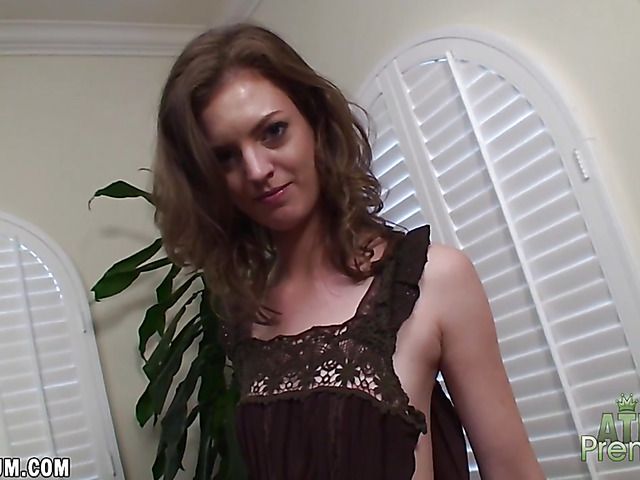 Skinny solo girl gets nude and rubs her tight twat