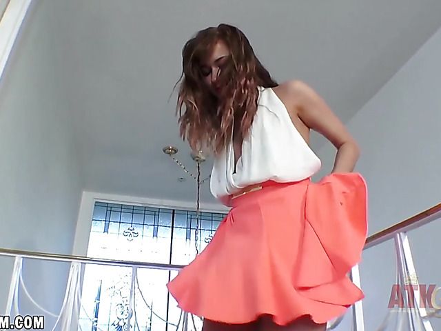 Flat chested teen Alaina Dawson toys her pink hole