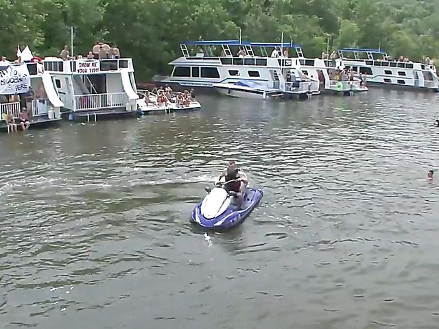 Bikini-clad girls with small tits public flashing and fingering