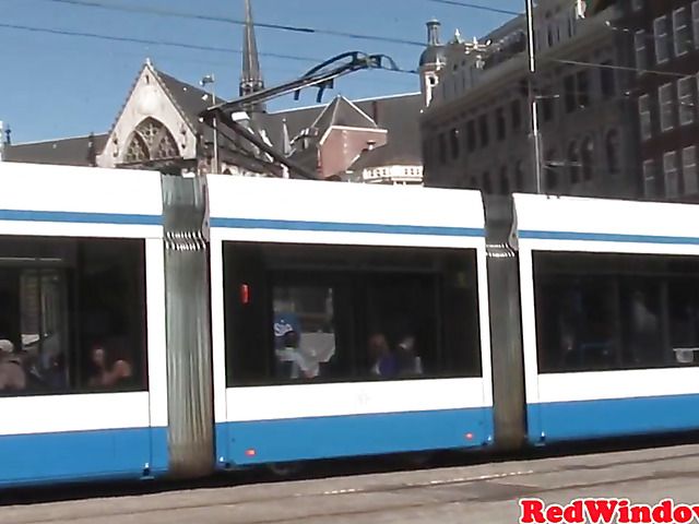 Red light district prostitute takes tourists dick