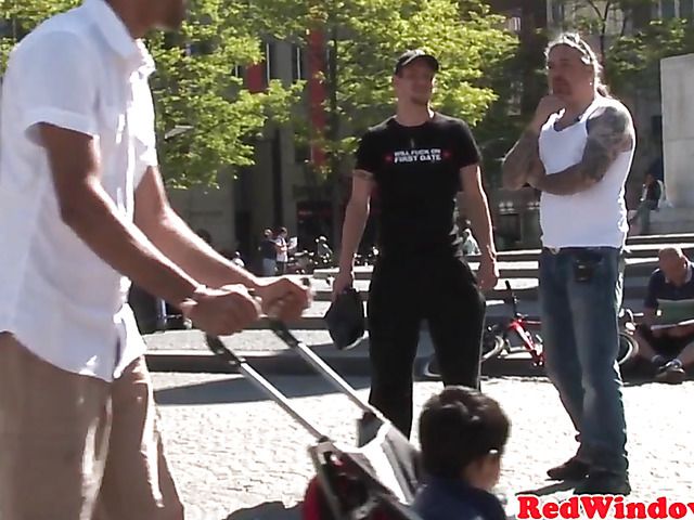 Red light district prostitute takes tourists dick