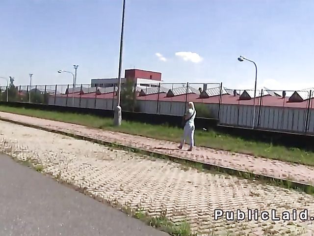 Czech public sex for money with a cute blonde