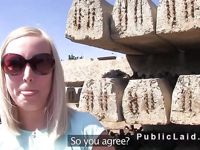 Czech public sex for money with a cute blonde