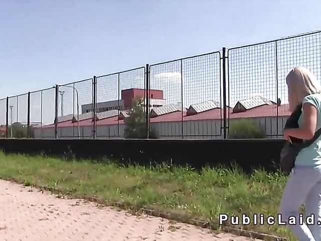 Czech public sex for money with a cute blonde