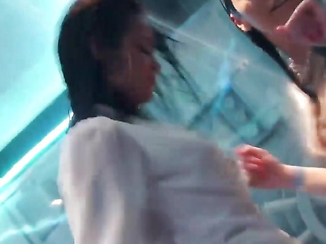 Fully clothed European girls get wet