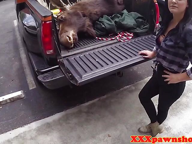 Pawn shop fuck with two big titty amateurs