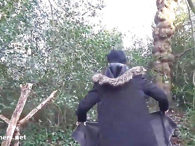 Outdoor blowjob and pussy fingering in the woods