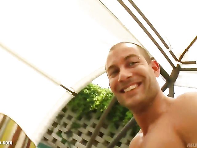 Busty anal slut gets her ass pumped by the pool