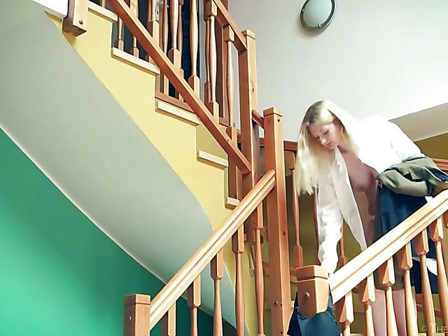 Blonde morning masturbation with a cigar