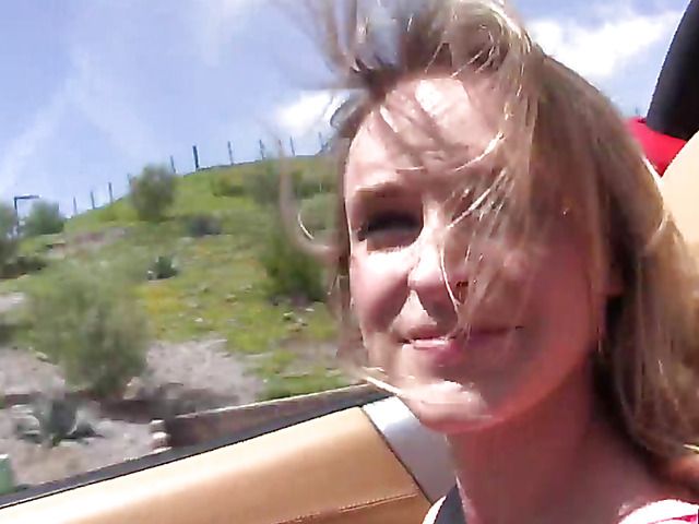 Blond teen Eryn Andrew jumps in a car looking for a good fuck