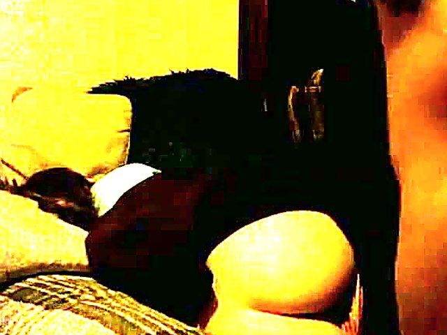 Naughty boyfriend strokes his cock as girlfriend sleeps