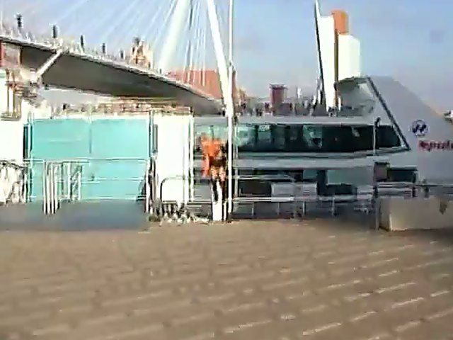 Athletic blonde flashes her pussy in public