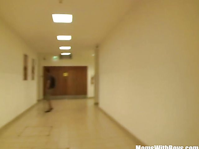 Old and young threesome in a public bathroom