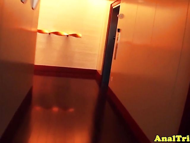 Anal POV with a long haired blonde slut
