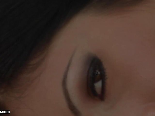 Brunette sticks a big toy in her tight hole close up