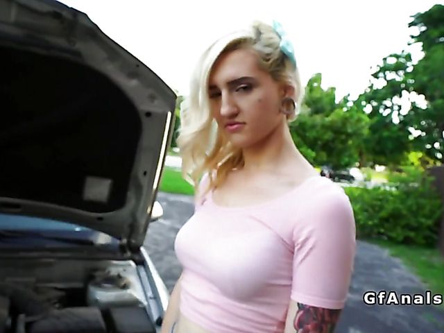 Tattooed teen blondes first time anal