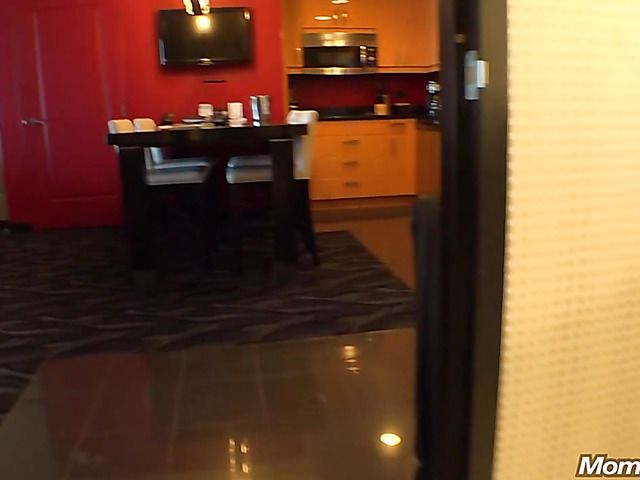 Busty mom Connie takes a shower and blows behind the scenes