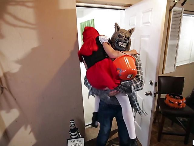 Little Red Riding Hood Kharlie Stone gets fucked on Halloween