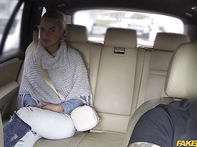 Car blowjob and dick riding with Nicole Vice in fake taxi