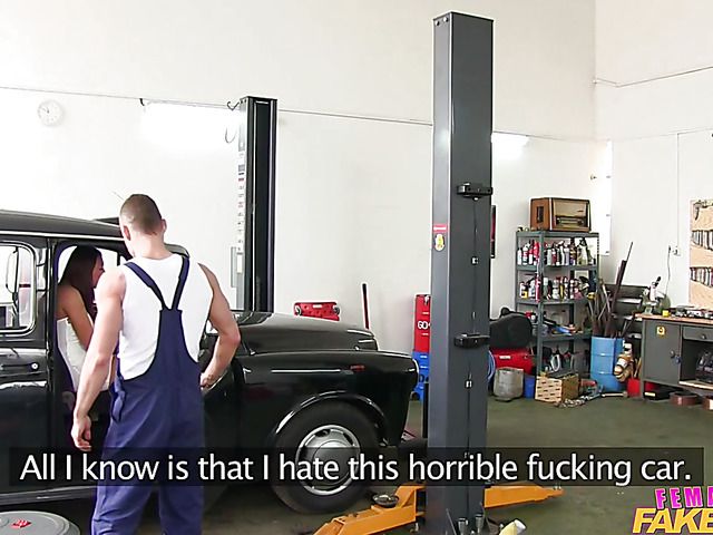 Female fake taxi driver Vanessa V gets slammed in the garage