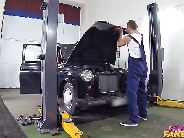 Female fake taxi driver Vanessa V gets slammed in the garage