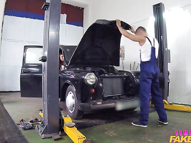 Female fake taxi driver Vanessa V gets slammed in the garage