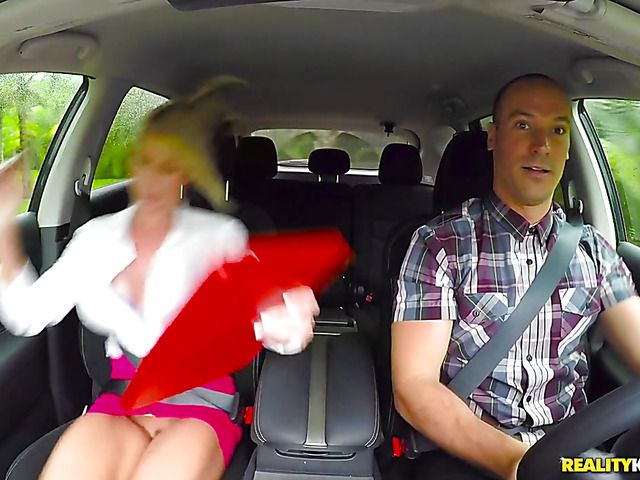 Footjob in car and nasty sex with blonde MILF Tylo Duran