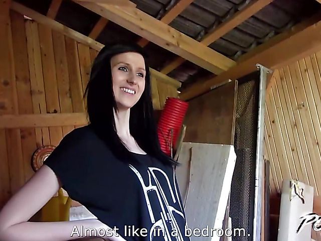 Skinny Czech amateur Mia Sky gets her bald pussy pounded