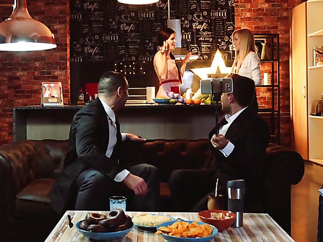 Group sex with two sexy ladies at the bar